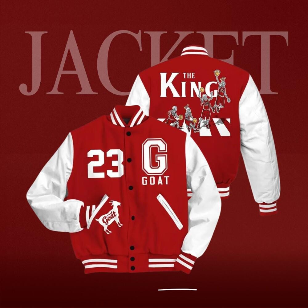 Discover Dunkare Varsity Jacket To Match Red Taxi 12s - The King Basketball Outfit