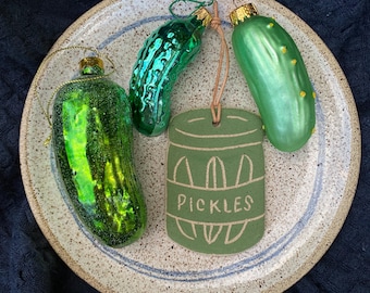 Jar of Pickles Ceramic Christmas Ornament