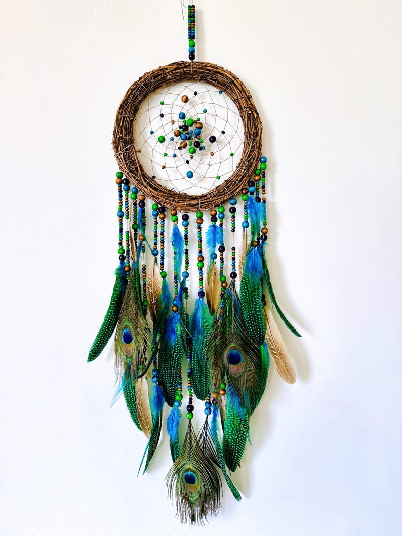 Peacock Feather Blue Dreamcatcher,dream Catcher Wall Hanging,house ...