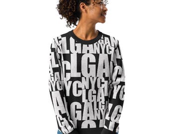 LGA All-Over Print knitted crew neck sweater