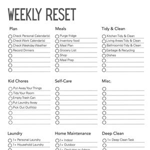 Weekly Household Reset Bundle | Cleaning, Decluttering, Maintenance Checklists (Digital Download)