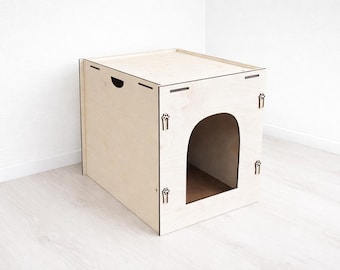 Mobiletto in legno con lettiera nascosta per gatti