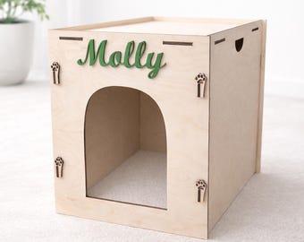 Armario de madera oculto para arenero de gatos