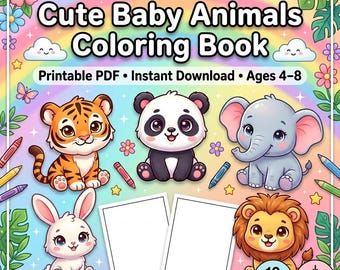 Baby Safari Tier Aktivität Blätter druckbare PDF-Bundle