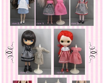 PDF VERSION, Blythe Basic Dress Wardrobe with bloomers, tights various bodices and sleeves
