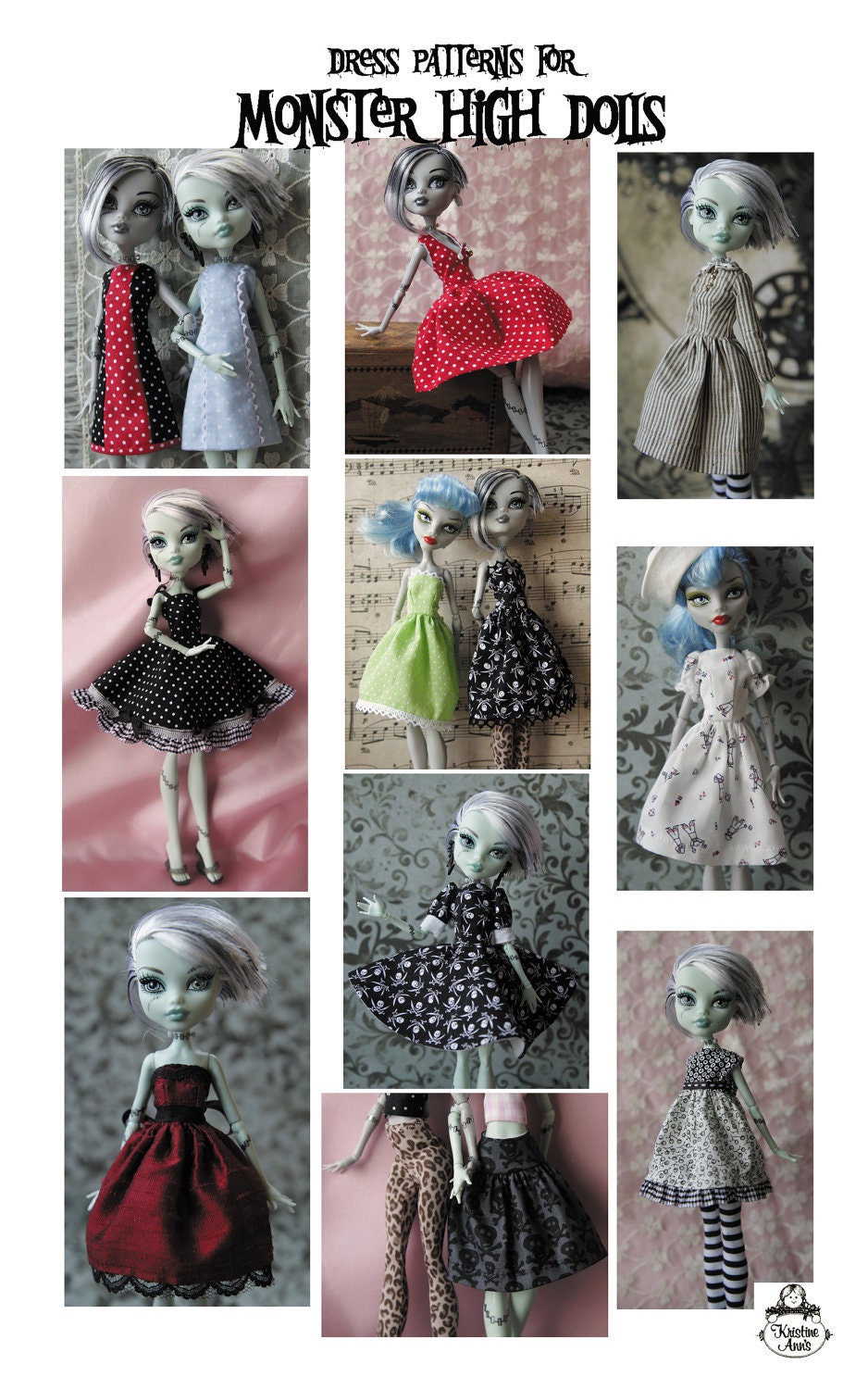 PAPER PATTERN for Monster Dolls Basic Dresses - Etsy Norway