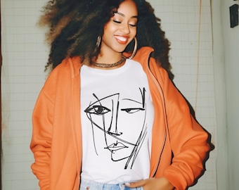 Modern Art Shirt, Abstract Woman Face Tee, Graphic Minimal Apparel, Minimalist Abstract TShirt, Gift For Artist, Artsy Shirt For Her