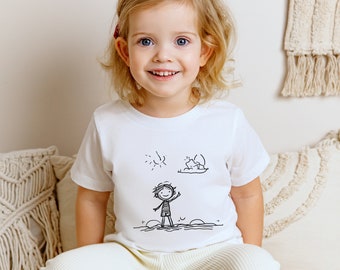 Kids Beach Vacation Shirt, Summer Drawing Tee, Minimalist Kids Shirt, Family Vacation Tee, Going To The Beach, Gift For Mom, Gift For Kid