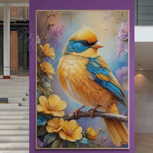 Beautiful Bird Wall Art | Floral Bird Print | Digital Download | Nature Decor | Home Decor | Bird Art | Instant Download |