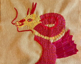 Year of the Dragon. Original embroidery by Vivienne Strauss.