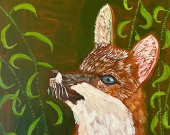 Young Fox. Original oil painting by Vivienne Strauss.