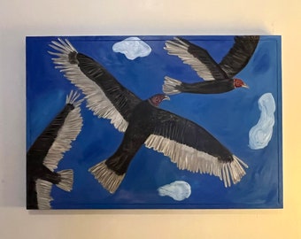 Turkey Vultures. Original oil painting by Vivienne Strauss.