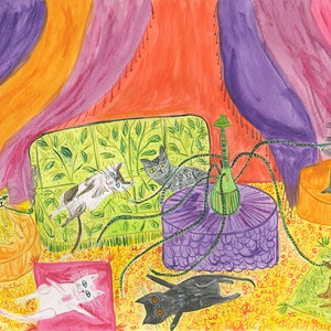 Kit Kat Katnip Lounge. Limited edition print by Vivienne Strauss.