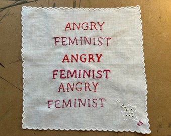 Angry Feminist. Original embroidery by Vivienne Strauss