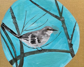 Mockingbird.  Original oil painting by Vivienne Strauss.