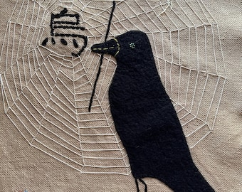 Crow / Karasu. Original embroidery by Vivienne Strauss