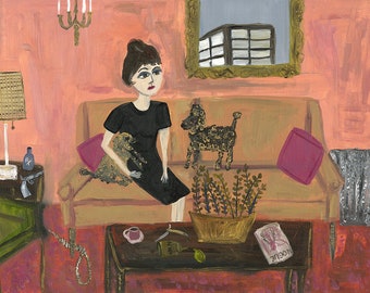 Dorothy Parker at an unnamed mid-town hotel, NYC in 1956.  Limited edition print by Vivienne Strauss.