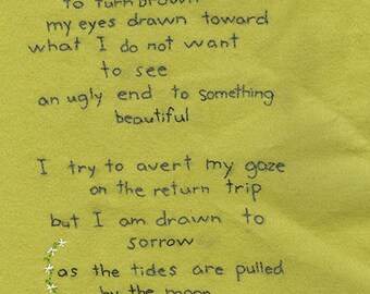 Liebes kleines Reh. Original gesticktes Gedicht von Vivienne Strauss.