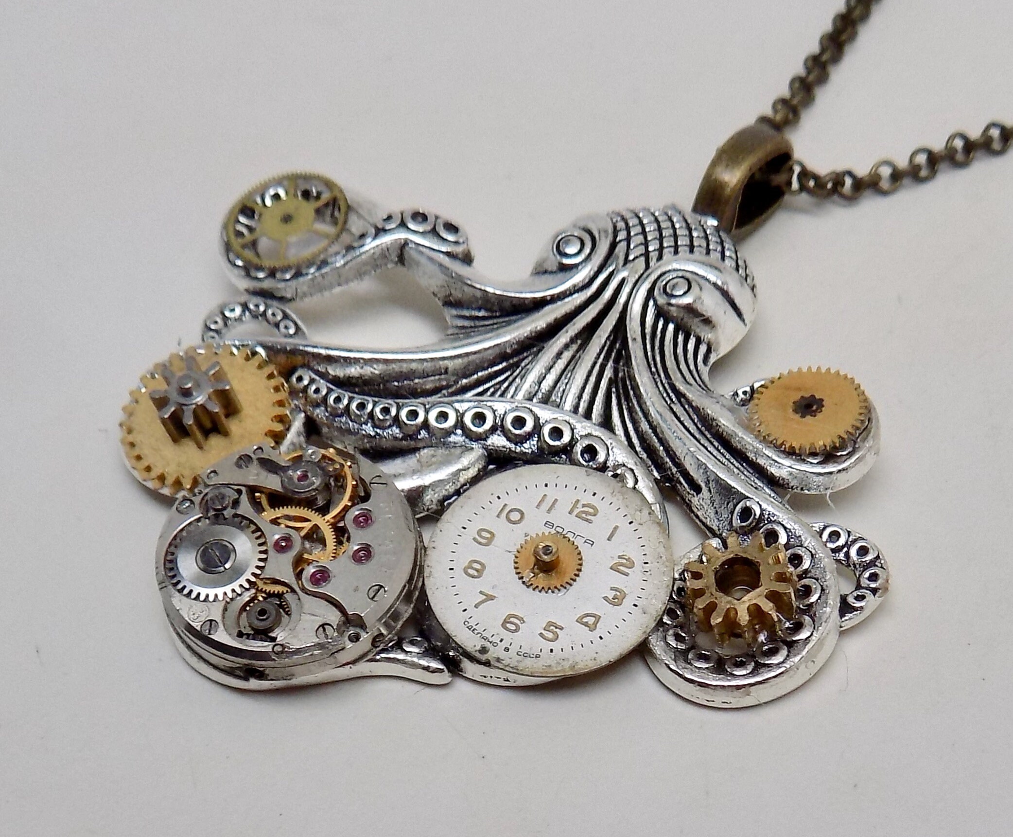 Steampunk Jewelry Victorian Vintage Octopus Necklace Nautical Pirate Pendant Silver Charm Costume Accessories - Canada