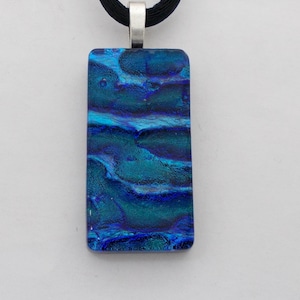 Fused Dichroic Glass Pendant with 18&quot; Satin Cord