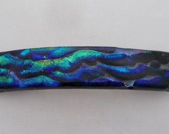 large  Dichroic glass hair barrette. Dichroic barrette. Hair barrette.