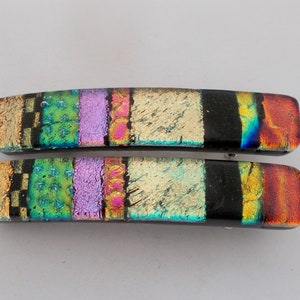 Small Pair of dichroic barrettes.Barrette set. Dichroic barrette set.