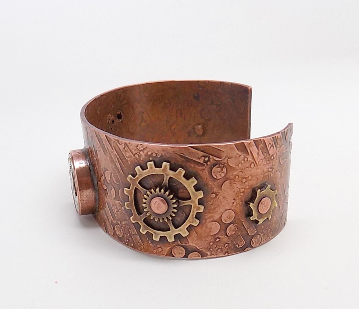 Mixed Metal Jewelry Cuff Bracelet.steampunk Jewelry Cuff Etsy