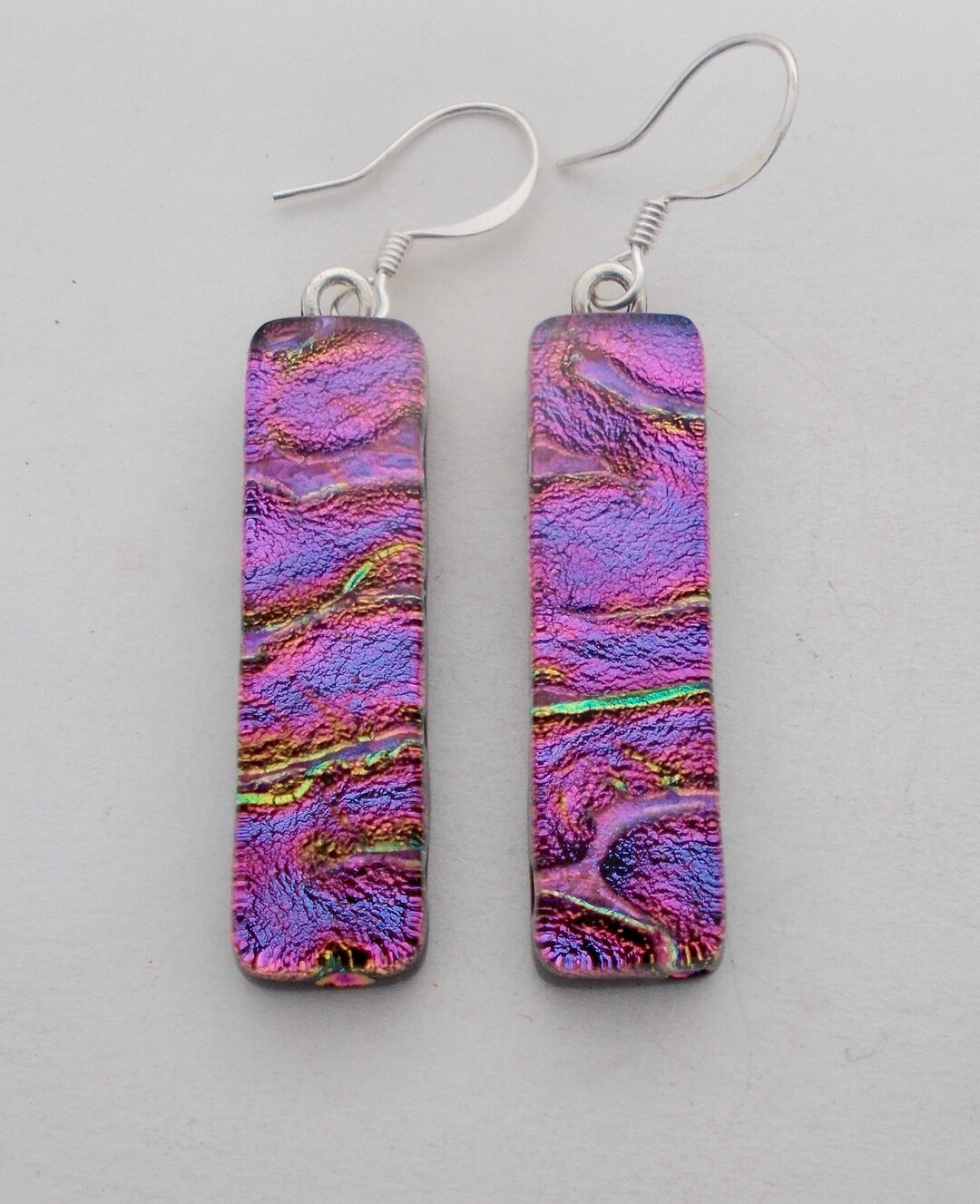 Dichroic Glass Earrings.drop Earrings.glass Earrings Etsy