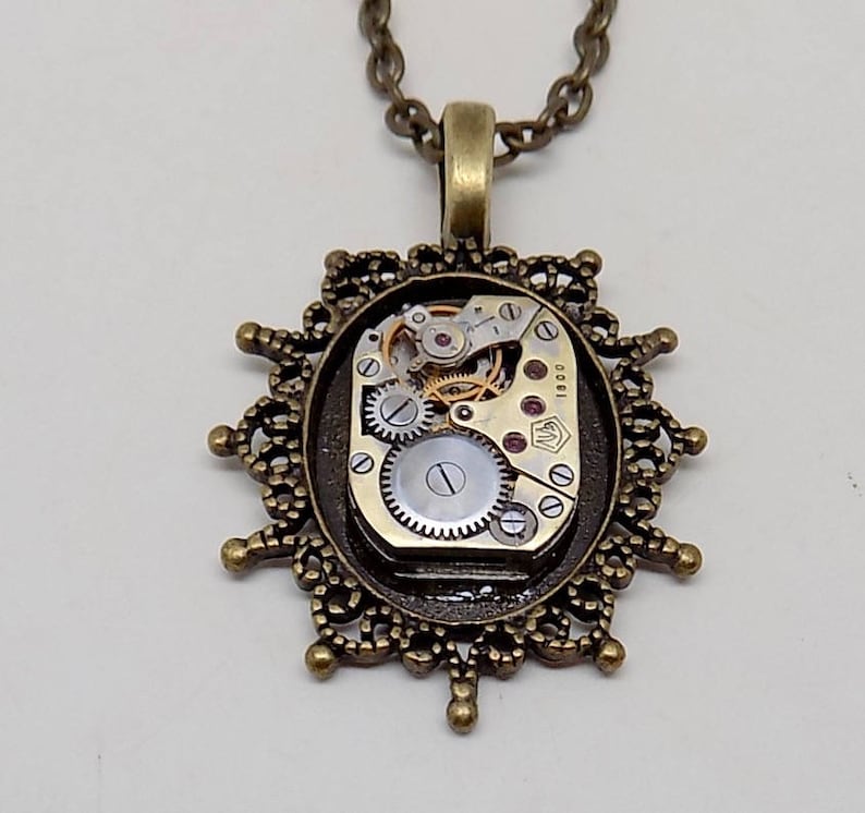 Steampunk sieraden. Steampunk horloge ketting hanger. Steampunk ketting. Steampunk hanger. afbeelding 1