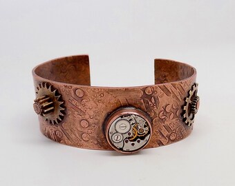 SALE...Mixed metal jewelry cuff bracelet.Steampunk jewelry cuff bracelet.Steampunk bracelet