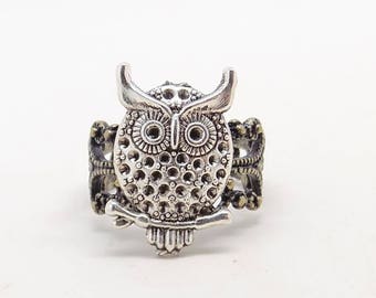 Steampunk jewelry. Steampunk owl ring.