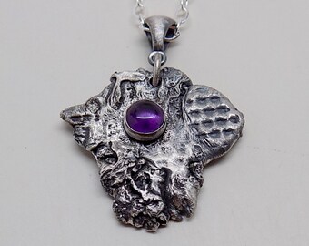 Sterling silver necklace with amethyst. Amethyst pendant. Silver necklace.