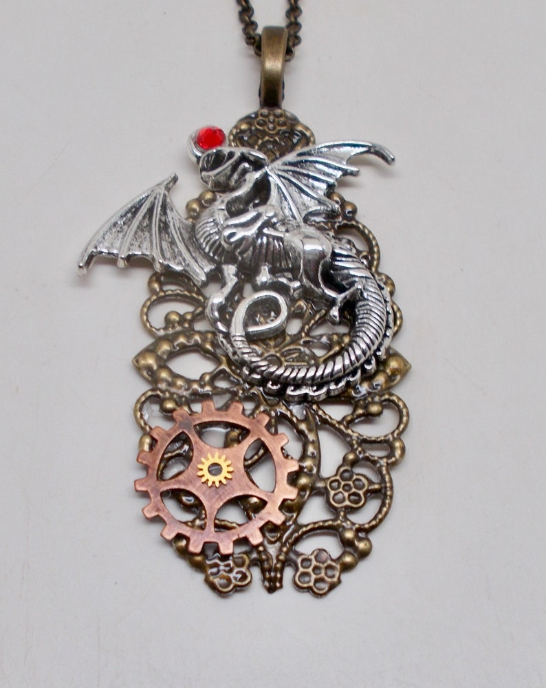 Steampunk pendant Steampunk necklace. Steampunk jewelry. image 2