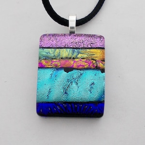 Dichroic glass pendant necklace.  Dichroic jewelry.