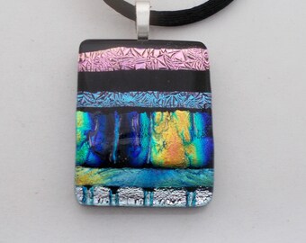 Dichroic glass pendant. dichroic pendant.