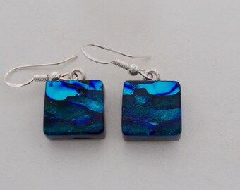 Tiny dichroic glass earrings. Dichroic earrings.