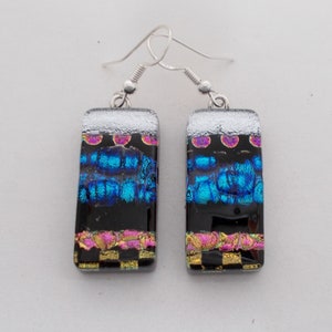 Dichroic glass earrings.Dangly earrings. Glass earrings.