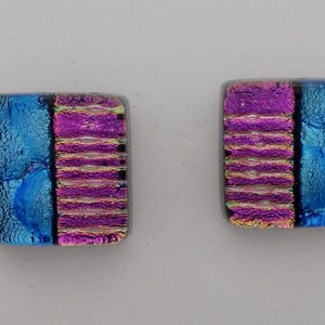 Dichroic glass jewelry. Tiny dichroic earrings.