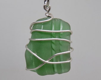 Sea glass jewelry. Genuine sea glass pendant.