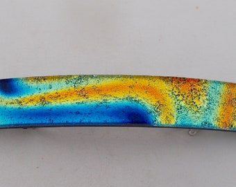 Medium Dichroic glass hair barrette. Hair barrette. Glass barrette.