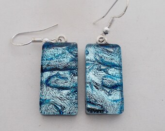 Dichroic glass earrings.  Dangle earrings.