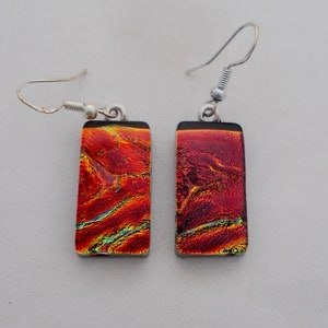 Dichroic glass earrings. Dangle earrings.Drop earrings.