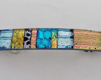 Medium Dichroic glass hair barrette.