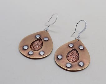 Steampunk earrings. Mixed metal earrings.