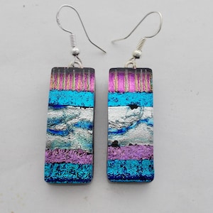 Dichroic glass earrings. Dangle earrings.Dichroic jewelry.