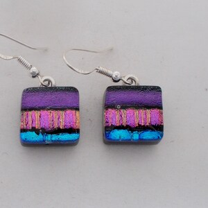 Dichroic glass tiny earrings. Tiny earrings.