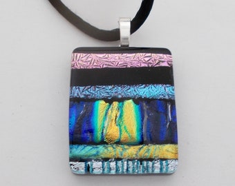 Dichroic glass necklace. Dichroic jewelry. Dichroic pendant.