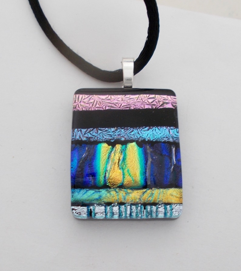 Dichroic glass necklace. Dichroic jewelry. Dichroic pendant. image 1