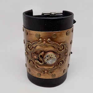 SALE...Steampunk leather cuff bracelet. Biker bracelet.Leather cuff bracelet.