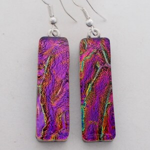 Dichroic glass earrings.Dangle earrings.